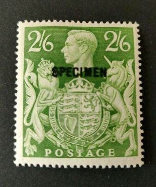 Gb Kgvi 1939 - 48 2/6d Yellow - Green Opt.  Specimen.  Sg476bs.  Cat £275