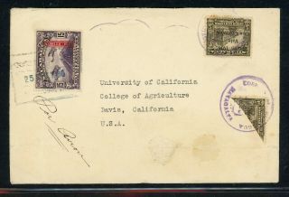 Nicaragua Postal History: Lot 266 1936 Bisect Matagalpa - Uc Davis California $