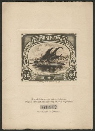 British Guinea 1923 Lakatoi Hesshaimer ½d Proof Print In Single Colour 01417