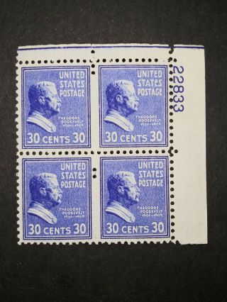 Riv: Us Mnh 830 Plate Block Of 4 Top 30 Cent Presidential Series Prexie 2x