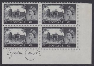 Gb Stamps £1 High Value Castle Block Signed By The Artist Designer Personally