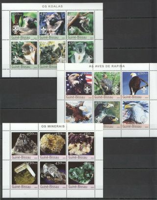 Z41 2003 Guinea - Bissau Fauna Animals Birds Koalas Eagles Minerals 3kb