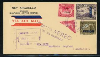 Nicaragua Postal History: Lot 257 1936 Bisect Air Granada - Hardheim Germany $$