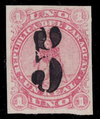 1878 Paraguay Vigilant Lion Supporting Liberty Cap Color Rose Ovp.  5 Centavos