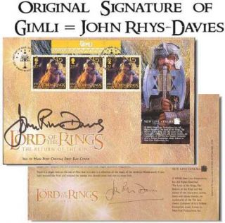 Isle Of Man Lord Of The Rings Return Of King Fdc Signed John Rhys - Davies Stamps