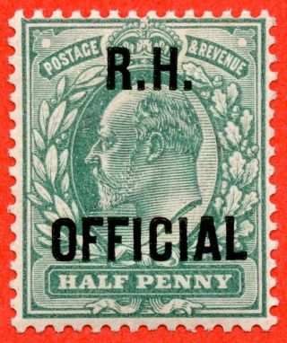 Sg.  091.  Mo28.  ½d Blue Green.  " R.  H Official ".  A Unmounted Example