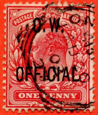 Sg.  037.  Mo15.  1d Scarlet.  " O.  W.  Official ".  A Very Fine August 20th 1902 Cds