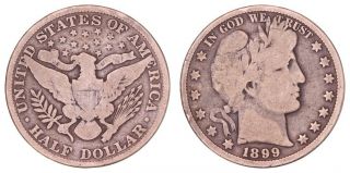 Ga.  202} United States Of America 1/2 Dollar 1899 / Silver Barber Half / Vf -