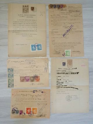 Libya,  Lot 5 Different Documents With Tripoli Revenue Stamps