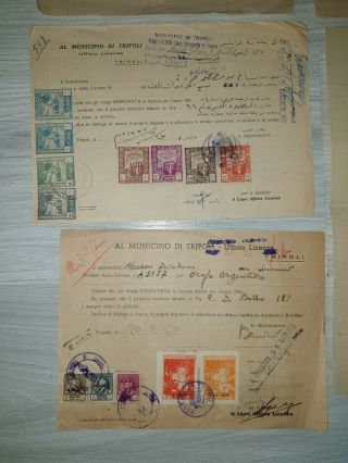 LIBYA,  Lot 5 different Documents with Tripoli Revenue Stamps 4