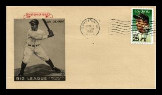 Dr Jim Stamps Us Lou Gehrig Big League Chewing Gum Baseball Fdc Cover