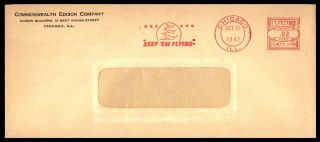 Illinois Chicago Commonwealth Edison Company October 21 1942 Red Postage Paid Op
