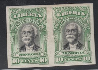 Liberia F13 Color Proof Pair In Green On Paper