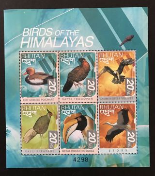 Bhutan Birds Of The Himalayas Stamps Sheet 1999 Mnh Pheasant Stork Wildlife