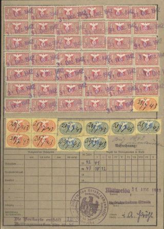 Germany Nazi Era Social Insurance Card Revenues 1942 Mittweida Fiscal