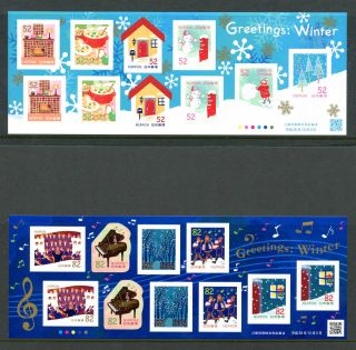 Japan 2016 Mnh Greetings Winter Christmas 2x 10v M/s Snowman Trees Stamps