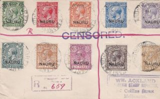 N5) Nauru 1918 Registered Cover To Wm.  Ackland,  Bearing Kgv Set To 1/ - Sg 1 - 12