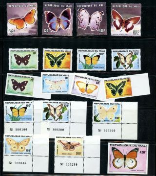 Butterfly Topical Mali Imperf & Perf Mnh Several Sets