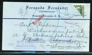 Nicaragua Postal History: Lot 249 1929 Bisect 10c Granada - Berlin $$$