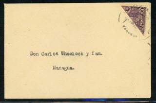 Nicaragua Postal History: Lot 246 Bisect ½c Miniature Cover Managua (local) $$$