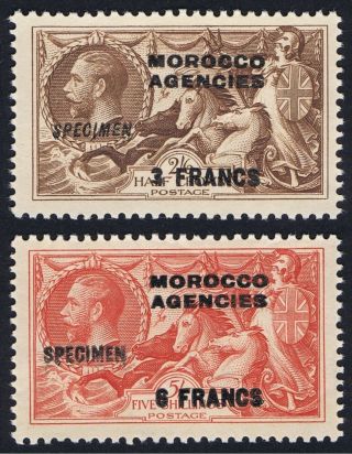 Morocco Agencies 1935 Sg225/6 3f And 6f Seahorse Unmounted Specimen