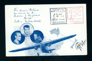 Zealand 1933 Postcard By Air Australia.  Pilot Signed Rare Item (s113)