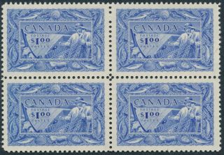 Canada 302 $1 Fishing Resources Issue Block Of 4 Vf Nh