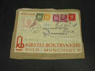Norway 1943 Censored Heavy Cover Front Only To Finland 2kr Faulty 29615