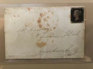1840 1d Penny Black On Cover - Worlds First Stamp