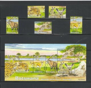 Botswana: 2019 N I / Animals In The Wetlands / 5 Values & Ss / Mnh