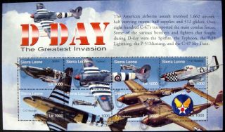 Wwii Stamps Sheet D - Day 2004 Mnh Sierra Leone World War Ii Aircraft Airplane