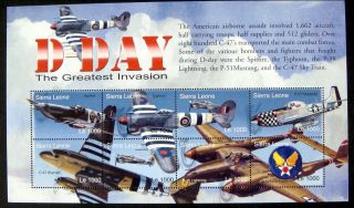 WWII STAMPS SHEET D - DAY 2004 MNH SIERRA LEONE WORLD WAR II AIRCRAFT AIRPLANE 3