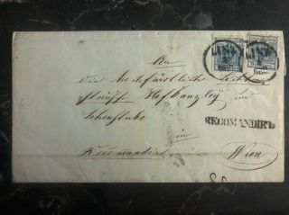 1853 Linz Austria Letter Cover To Vienna 6 9kr Imperforate Stamps Red Wax Seal