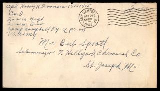 Apo 444 Camp Campbell Ky Apr 24 1943 Franked Cover To St Joseph Mo