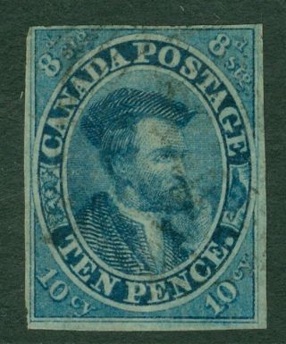 Sg 14 Colony Of Canada 1852 - 57 Imperf,  10d Dull Blue.  Very Fine.  Good.
