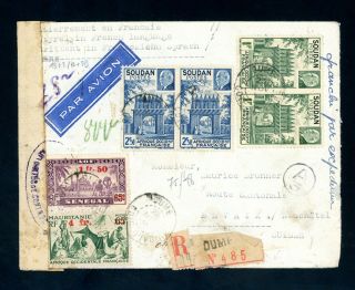 French Ivory Coast 1943 Registered Cover To Switzerland German Censor (s087)