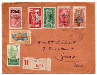 1933 French Equatorial Africa To France Cover,  12 Rare Stamps,