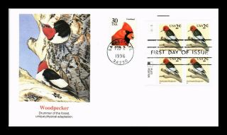 Dr Jim Stamps Us Red Headed Woodpecker Combo First Day Cover Block