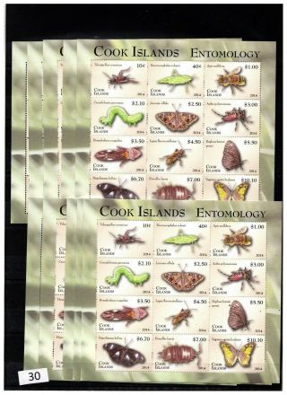 == 10x Cook Islands 2014 - Mnh - Insects - Butterflies