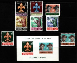 Opc 1962 Haiti Boy Scout Set & S/s Sc 491 - 5 C193 - C195a Mnh 34484