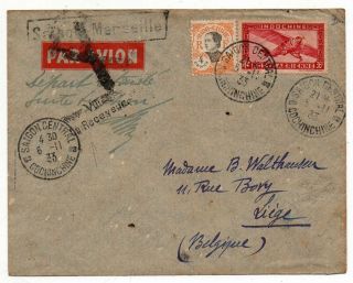 1933 Indo - China To Belgium Special Flight Cover,  Delayed By Typhon