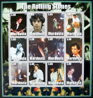 2002 Mordovia Rolling Stones Stamps Mick Jagger Keith Richards Charlie Watts