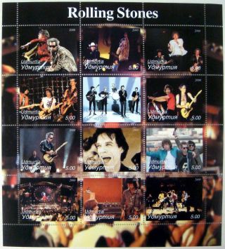 2000 Udmurtia Rolling Stones Stamps Mick Jagger Keith Richards Charlie Watts