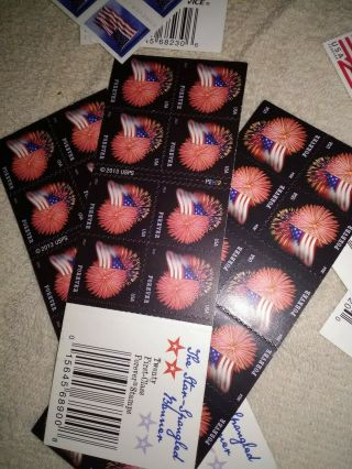 40 booklets of assorted USPS Forever Flag and fireworks stamps.  800 stamps 2