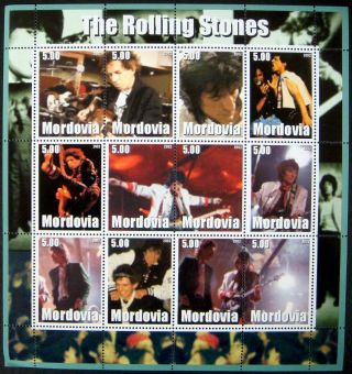 2002 Mordovia Rolling Stones Stamps Mick Jagger Keith Richards Charlie Watts 1