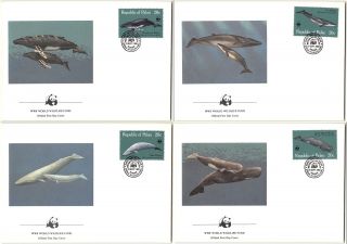 Fdc Palau 1983.  World Wildlife Fund Set Of Four Species Of Whales