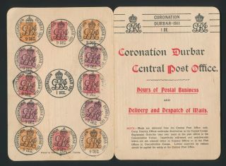 India Stamps 1911 Kgv Coronation Durbar Official Booklet 12 Adhesives,  Dec 11 Vf