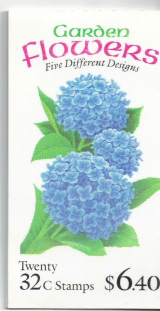 Scott 2997a Us Booklet Garden Flowers Blue 32 Cent 20 Stamps Nh