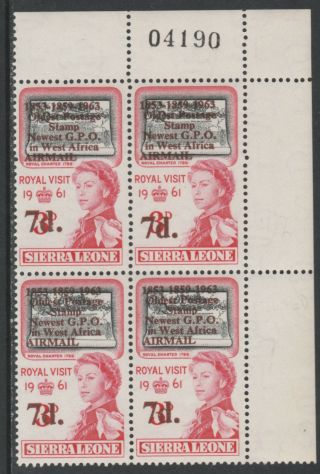 Sierra Leone 3918 - 1963 Postal Commemoration 7d On 3d Variety Unmounted