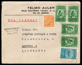 Brazil 1934 Airmail Cover W/stamps From Rio De Janeiro To Germany Via Paris
